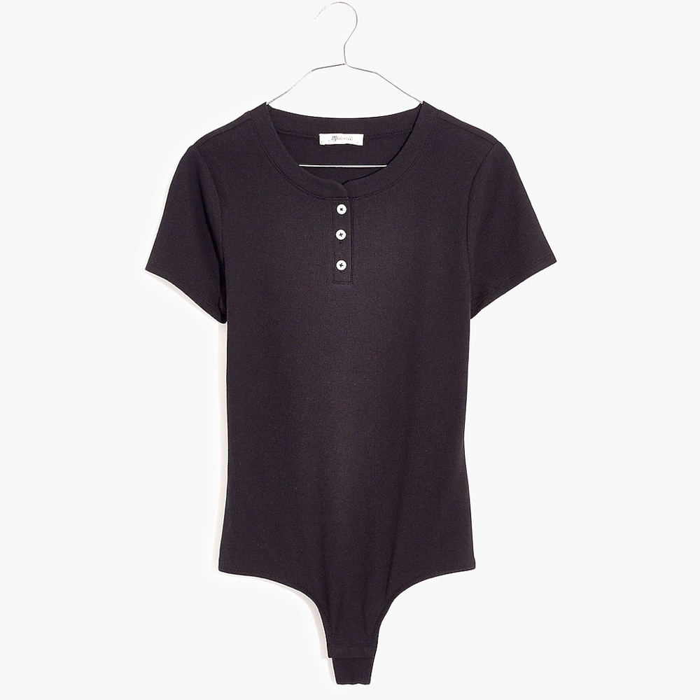 Madewell Large Black Henley Bodysuit - NWT